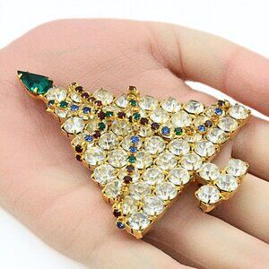 Stupendous Dominique Signed Rare! White Rhinestones Sparkly Pin Brooch